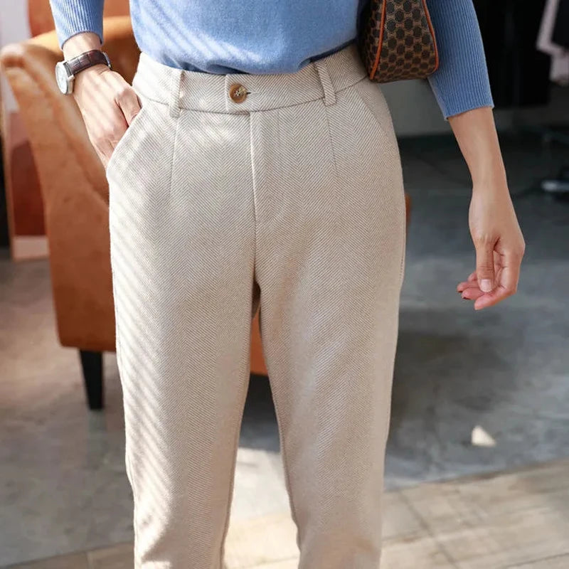 Woolen Pants High Waisted