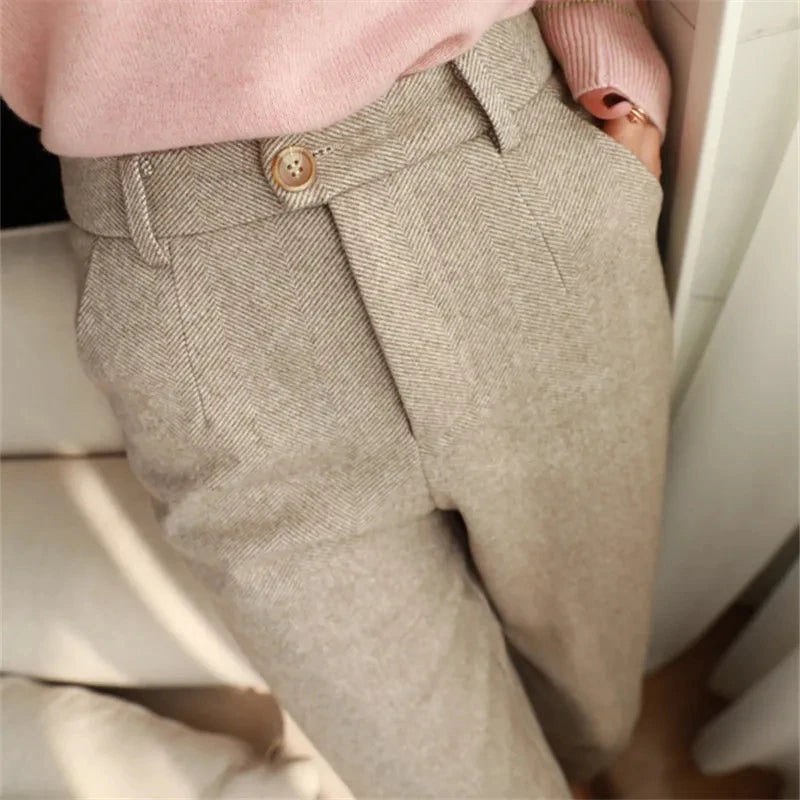 Woolen Pants High Waisted