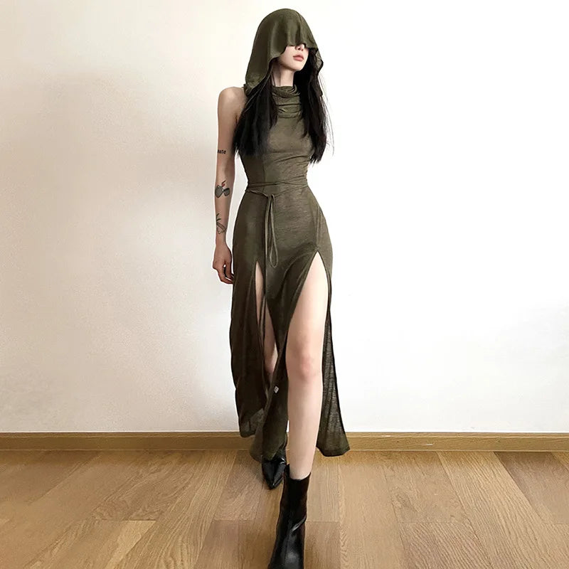 Dark Cyber Hooded Dress