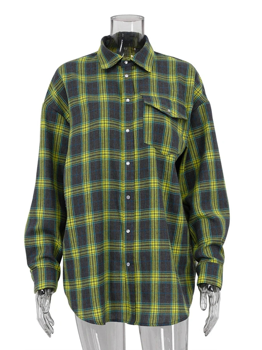 Clacive Vintage Loose Plaid shirt