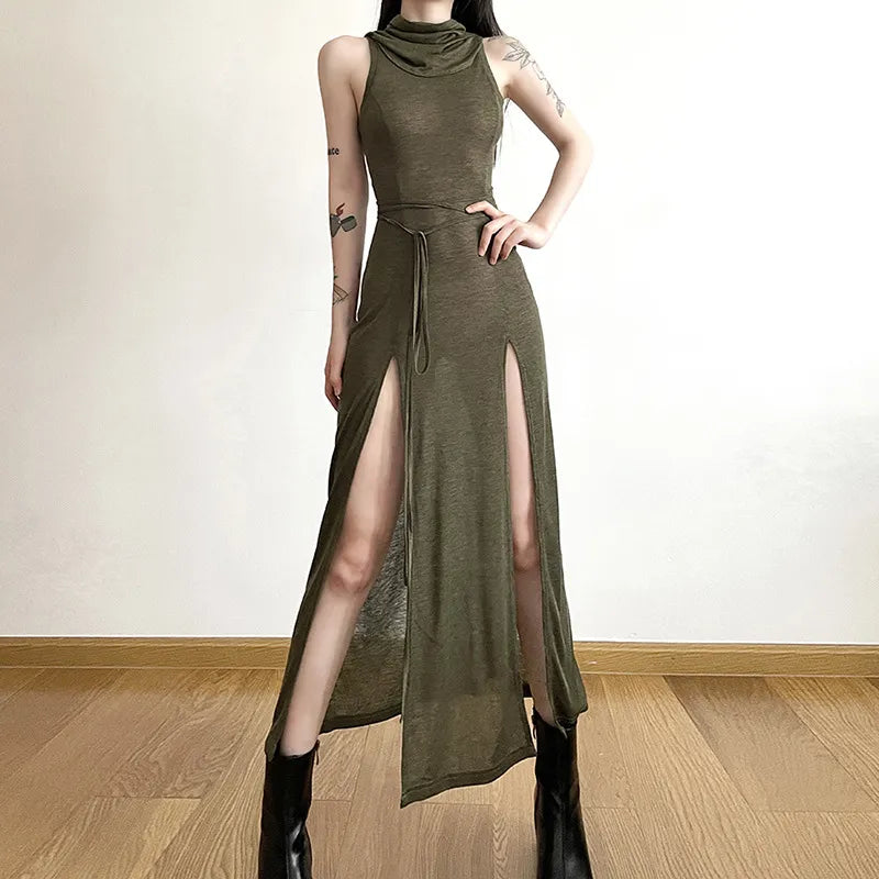 Dark Cyber Hooded Dress