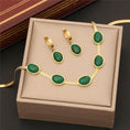 Load image into Gallery viewer, Stainless Steel emerald necklace earings set
