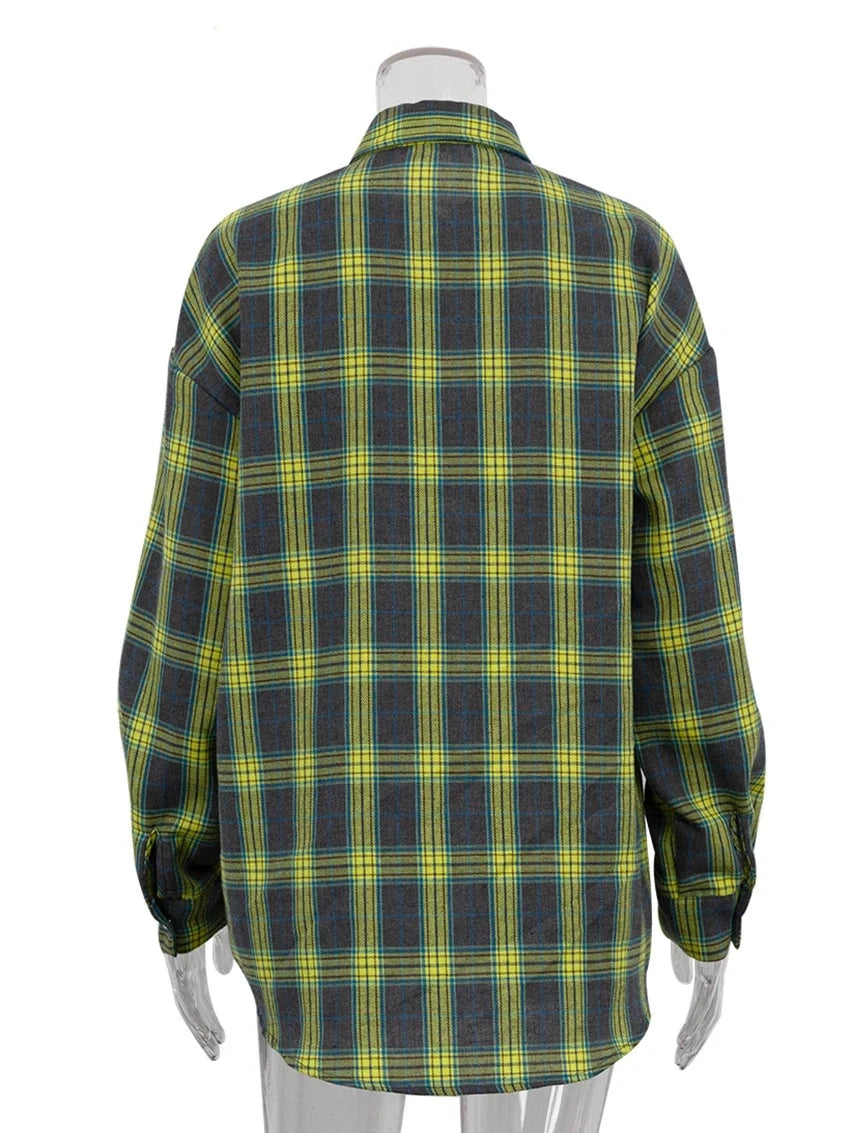 Clacive Vintage Loose Plaid shirt